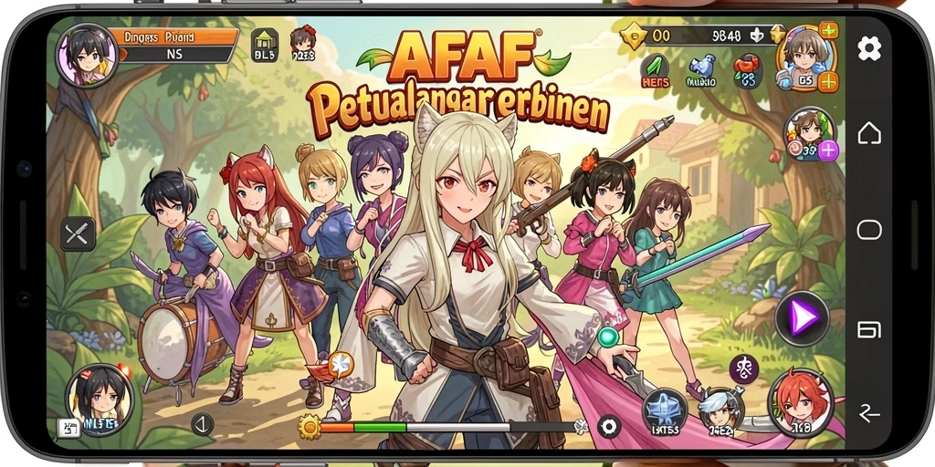 Tampilan gameplay AFAF dengan karakter Anime yang menakjubkan.