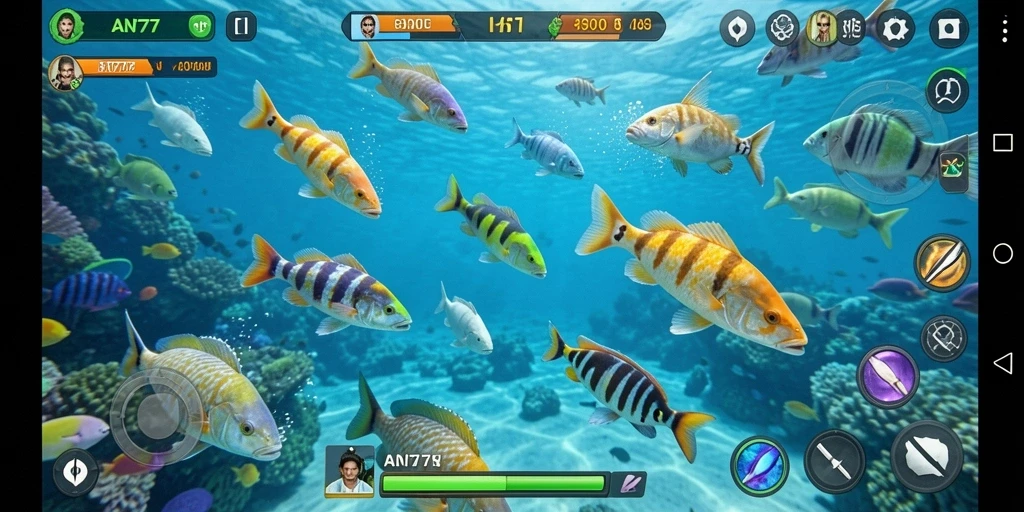 Tangkapan layar menampilkan gameplay seru Tembak Ikan AN777.