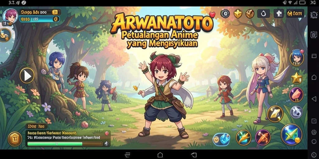 Tangkapan layar gameplay ARWANATOTO yang menampilkan aksi seru karakter Anime.