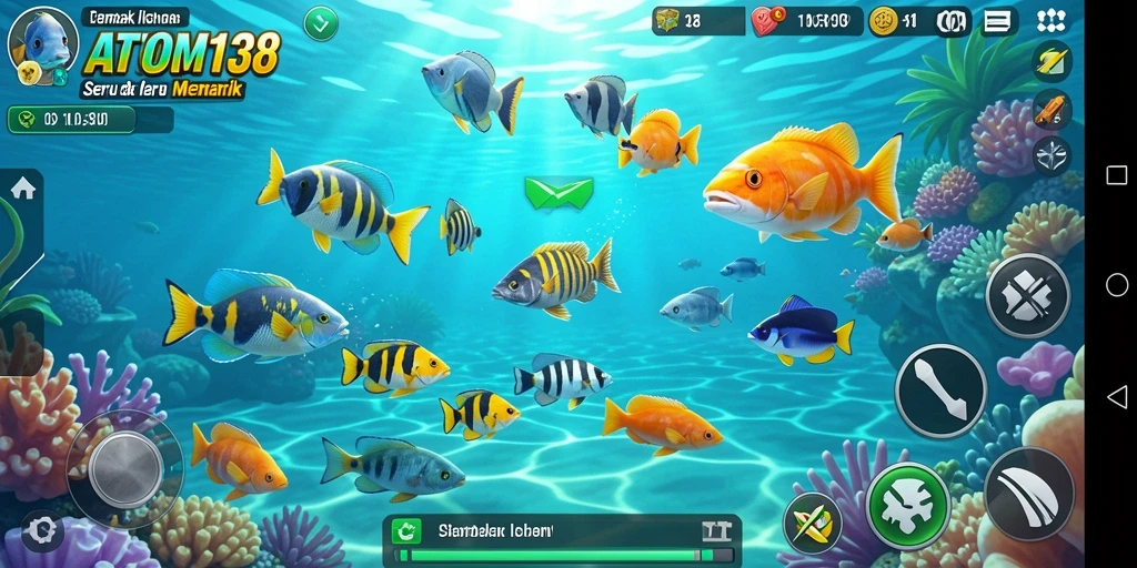 Gameplay seru dalam aplikasi Tembak Ikan ATOM138.