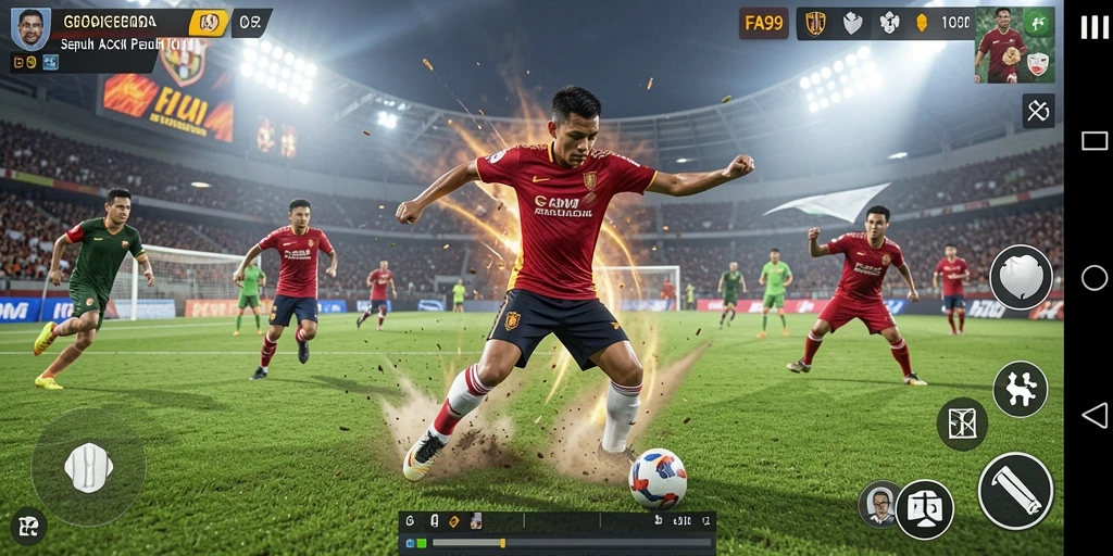 Screenshot gameplay FA99 dengan aksi seru di lapangan.