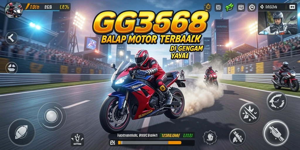 Tampilan gameplay GG368 yang mendebarkan dalam balapan motor.