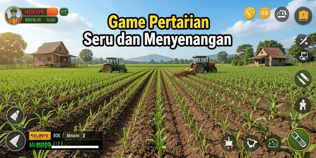 Screenshot gameplay HOKI99 menunjukkan aksi bertani yang seru dan interaktif.
