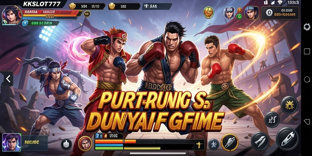 Tangkapan layar gameplay KKSLOT777 menampilkan aksi bertarung yang intens.