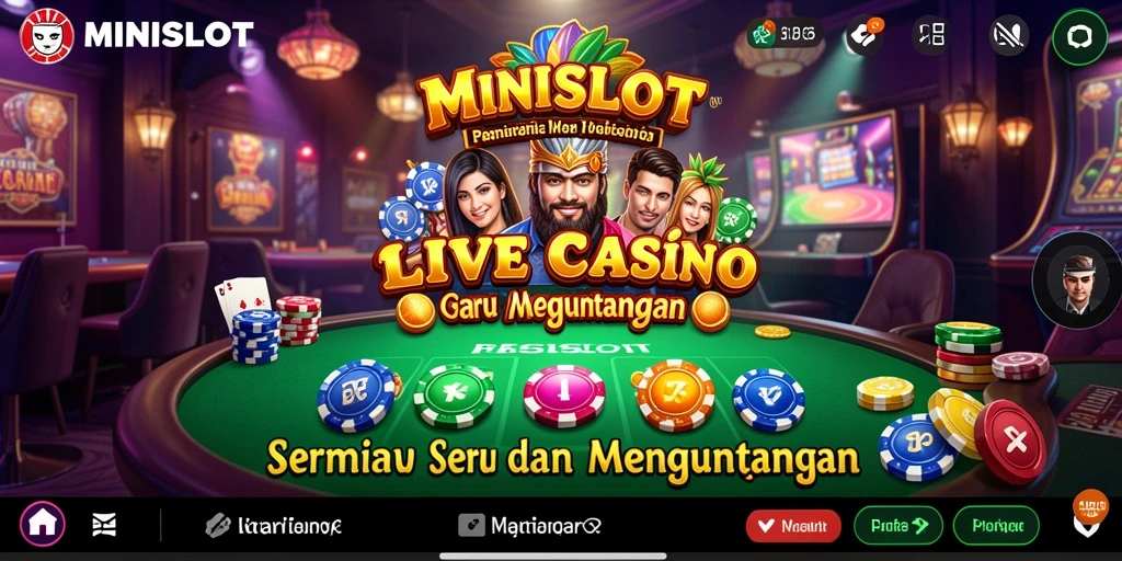 Tampilan gameplay seru MINISLOT dengan dealer dan interaksi pemain.