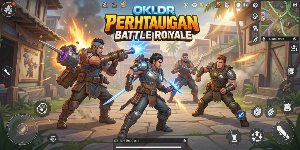 Tampilan gameplay mendebarkan dalam pertarungan Battle Royale OKIDR.