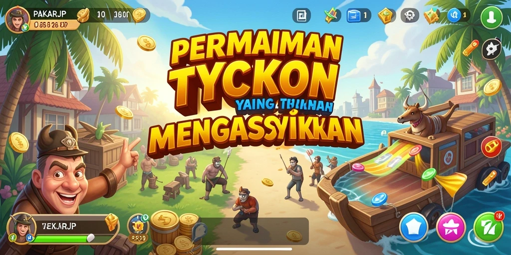 Tampilan gameplay seru dari PAKARJP yang menggambarkan manajemen bisnis.