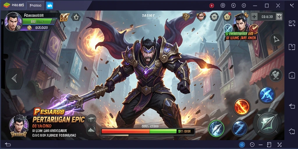 Screenshot PESIAR88 menunjukkan aksi laga yang mendebarkan di arena pertarungan.
