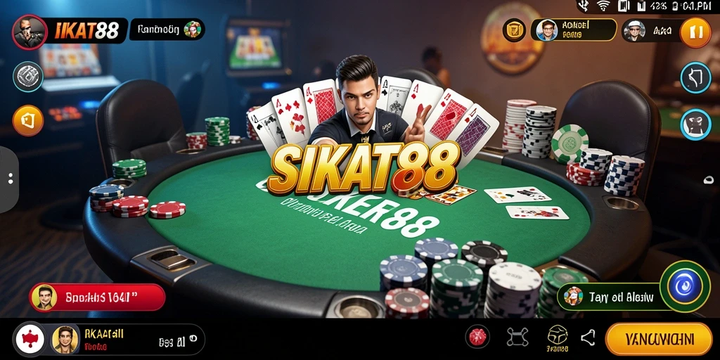 Screenshot gameplay SIKAT88 menunjukkan suasana bermain Poker yang seru.
